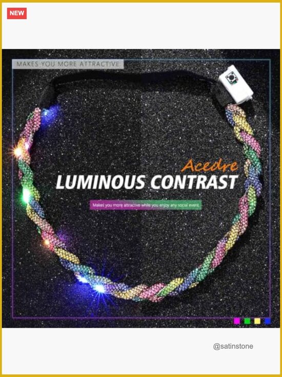 Light Up Rhinestone Headband LED Glowing Hair Chain Sparkly Rave Costume main image 5